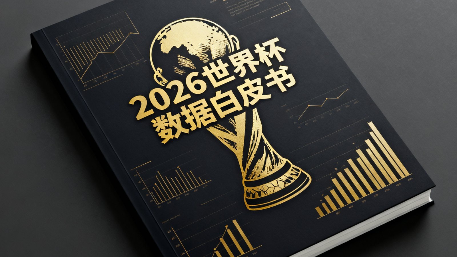 2026世界杯数据白皮书封面预览图，深色封面上印有金色大力神杯轮廓和数据分析图表元素，设计简洁大气。